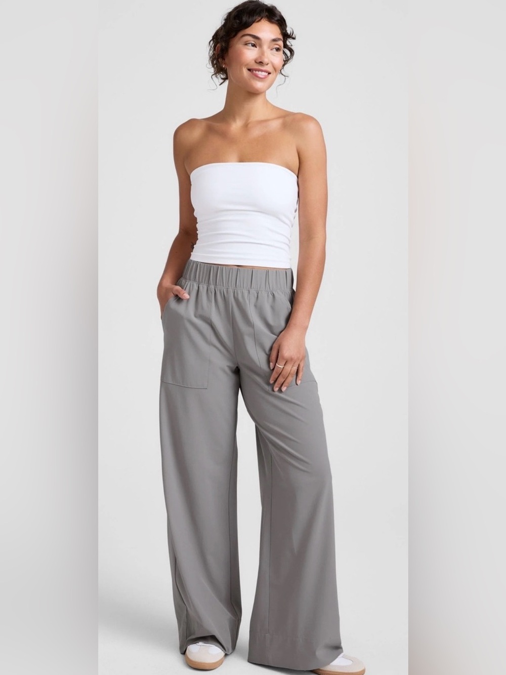 Beyond Yoga Women’s Wide-Leg Elastic Waist Pants - Light Gray